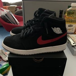 Air Jordan 1 mid black suede red/blue Nike swoosh